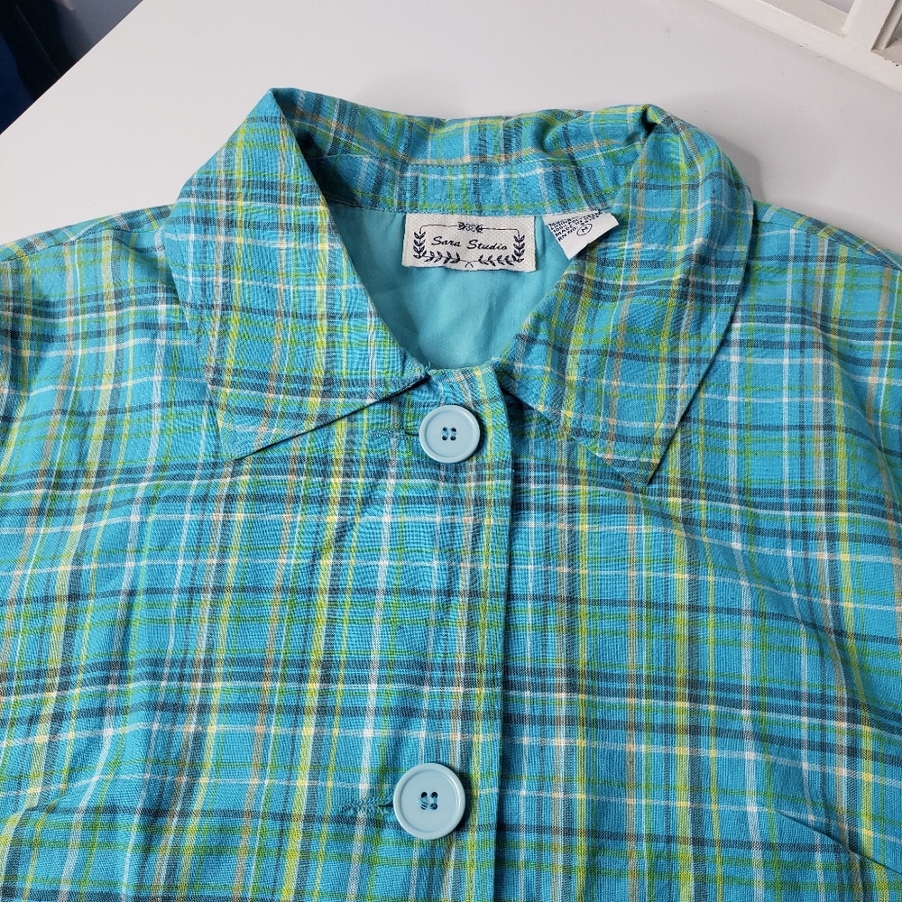 Vintage Bright Pastel Plaid Schacet Lightweight Spring Madras Vacay Harajuku Ctn - Picture 5 of 11